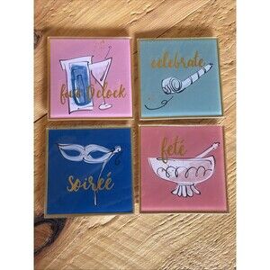 Glass Party Coaster Set Of 4